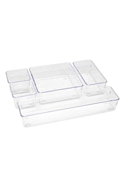 ANTBRO Organizator multifuncțional pentru sertar, plastic transparent cu 5 co...