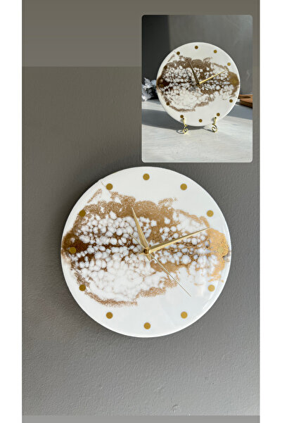 Sultan Tasarım 20 cm Epoxy Designed Stylish Tabletop & Wall Clock