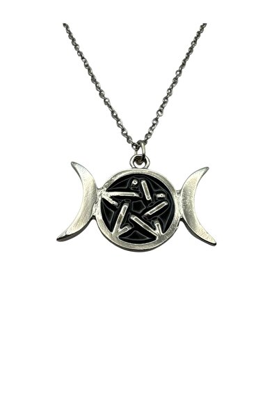 Herşey Nota قلادة للجنسين بتصميم نجمة خماسية معدنية باللون الأسود - تصميم قوط...