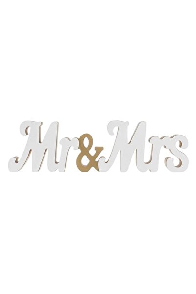 ANTBRO Wooden table decoration Antbro®, Mr&Mrs model, white/gold, 35x2.5x10cm