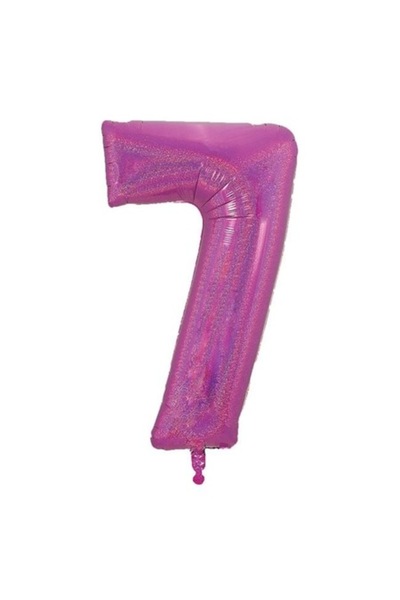 ANTBRO ® Party Balloon Metallic Foil No.7 Pink Holographic, 60cm