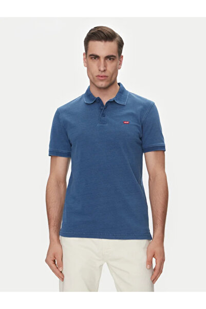 Levi's Erkek Mavi Düz Kesim Polo Tişört Housemark - 35883-0271