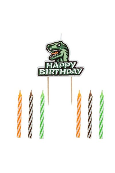 ANTBRO Σετ Antbro® με 7 κεριά με θέμα τους δεινόσαυρους και μήνυμα «Χρόνια Πο...