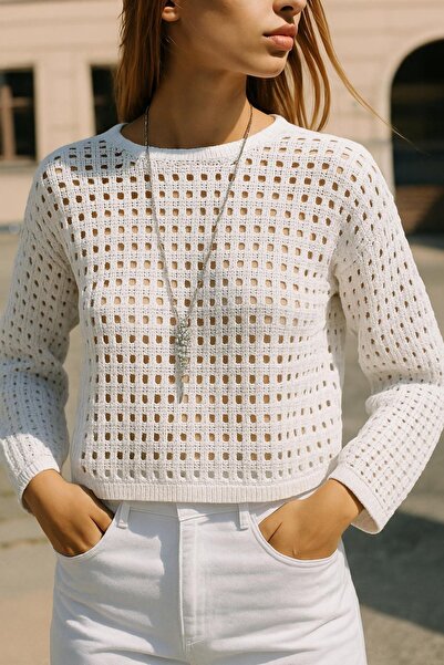 HAKKE Ολόκληρη διάτρητη φαρδιά μπλούζα