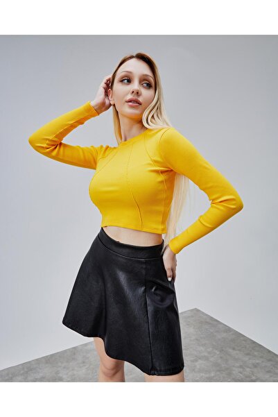 oso moda Çi̇ma Detail Long Sleeve Crop Full Lycra Os-111