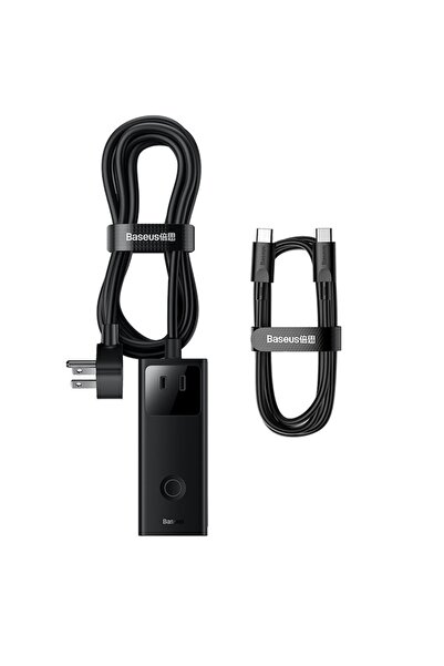 Baseus Încărcător 3xAC, 2xUSB, 2xTip-C, 65W, cablu 100W, PSLA020101, negru