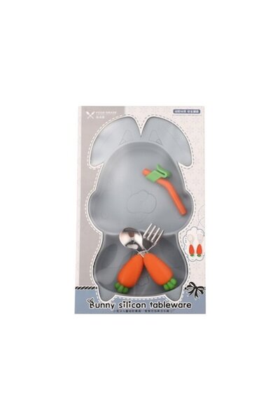 Danex Set of 4 Baby Diversification Pieces, Silicone, Rabbit and Carrot Patte...