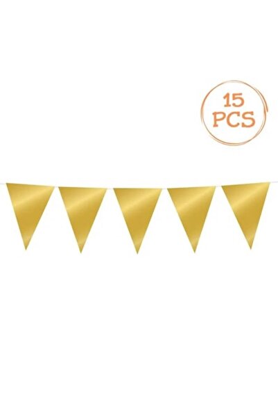 ANTBRO Ghirlandă 10m cu 15 steaguri aurii, plastic