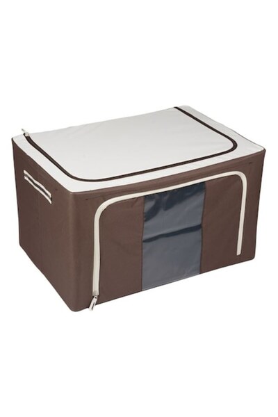 ANTBRO Geantă de depozitare pentru haine/lenjerie de pat cu cadru metalic, fermoar, fereastră, pânză Oxford durabilă, bază MDF