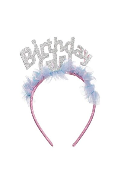 ANTBRO Bentiță de petrecere Antbro® cu tul albastru, sclipici argintiu și mesajul „Birthday Girl” (Fată de ziua de naștere)