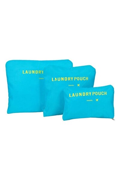 ANTBRO Set 3 Huse de calatorie Antbro®, pentru rufe murdare, cu fermoar, Turcoaz