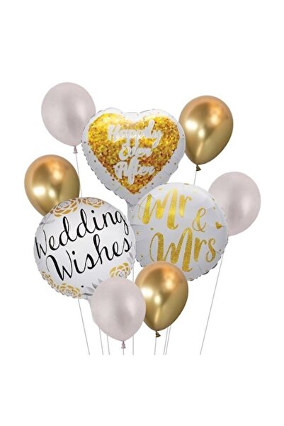 ANTBRO Set 9 baloane, folie, aurii, în formă de inimă, Antbro, pentru nuntă, decor romantic