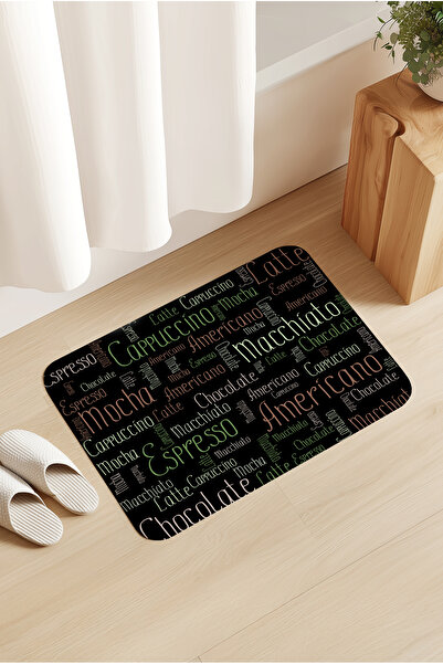 Homiko Black Coffee Patterned Door - Cafe Front Mat 60X80Cm