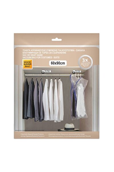 ANTBRO Sac vidat 3D Antbro® pentru costume/jachete, reutilizabil cu fermoar dublu, transparent, 60x90cm