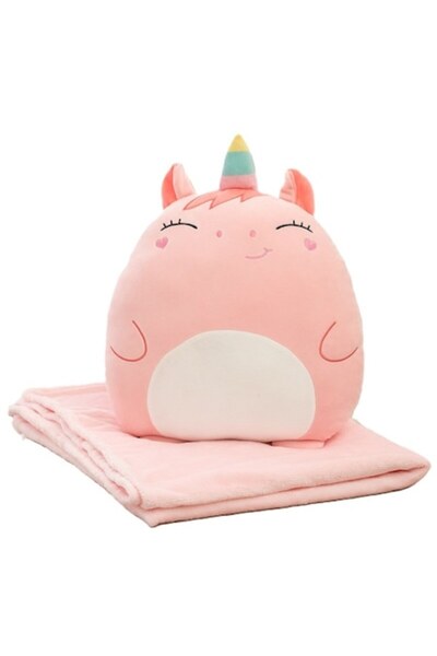 Danex 2-in-1 Blanket for Bed or Couch, Unicorn Toy Model with Storage Space, Microfiber, 1x1.7 m, Pink