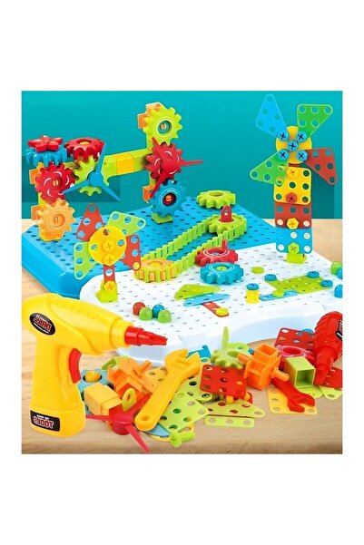 Danex Magic Drill Construction Set with Briefcase, 310 Pieces, Blue, Multicolored Pieces, Plastic, 31x46