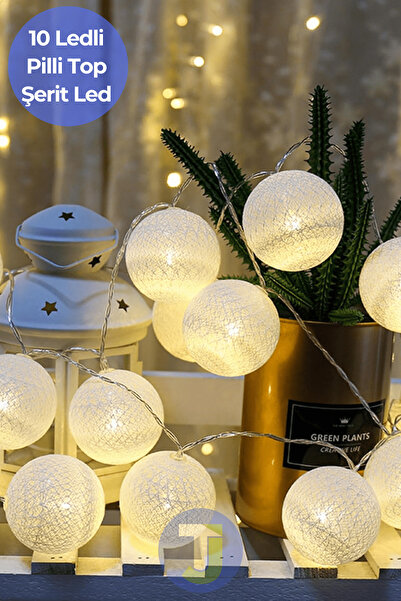 Technojet 10 LED Pilli Dekoratif Top Işık – 2mt, 4 cm Top Çap