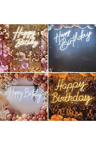 ANTBRO Lampă LED neon alb cald „La mulți ani” 40,8x29,5cm