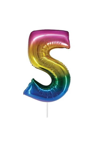 ANTBRO Парти балон от метализирано фолио с цветовете на дъгата, номер 5, 81 см