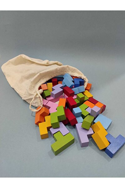 NaturBabyKids 57li Ahşap Yapı Blokları Tetris Oyuncak
