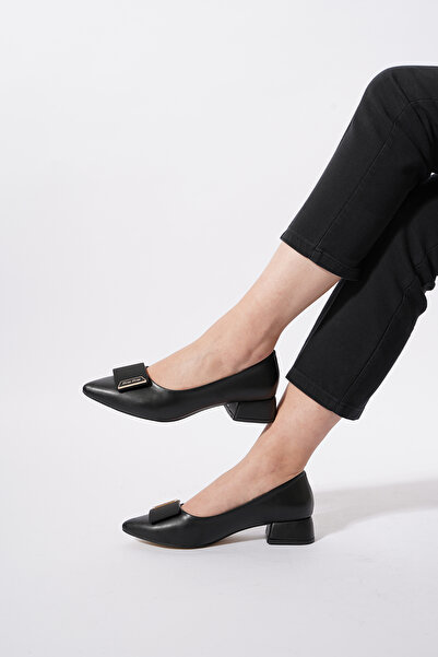 Himushe Cekav Mw Tokalı Ökçeli Kadın Babet Siyah Cilt