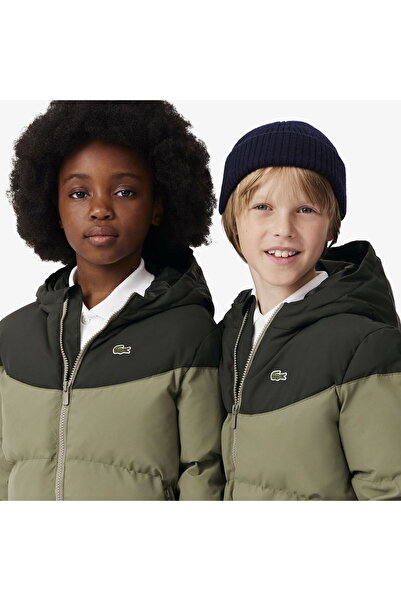 Lacoste Children's Hooded Color Block Khaki Coat