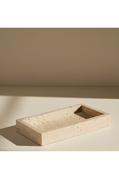 Bej Marble & Design Bej Traverten Dikdörtgen Tepsi