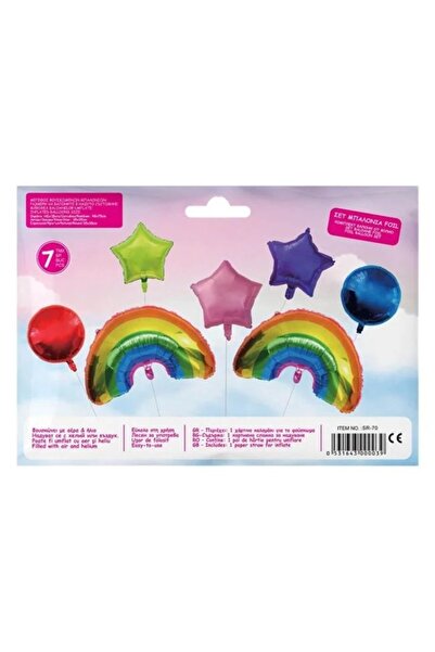 ANTBRO Set 7 baloane de petrecere din folie cu model curcubeu si stele