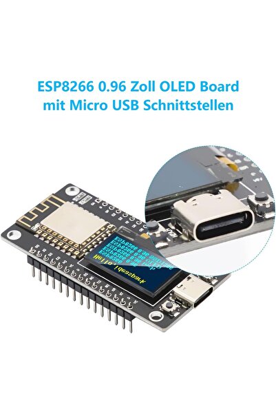Gerui لوحة تطوير ESP8266 مع شاشة OLED مقاس 0.96 بوصة، ولوحة إنترنت الأشياء ثنائية النواة من النوع C، ووحدة WiFi 240 ميجاهرتز
