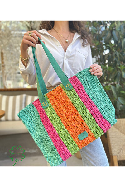 ByTooche Iris Hand Knitted Leather Strap Women's Shoulder Bag, Beach Bag, Han...