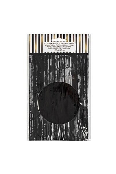 ANTBRO ®   Διακοσμητική κουρτίνα πάρτι με μαύρα κρόσσια από αλουμινόχαρτο, 1x2μ