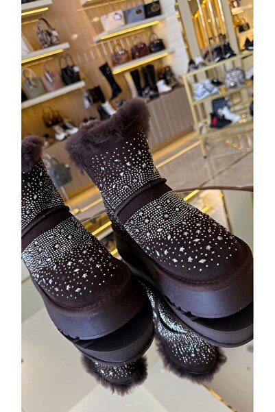KRISTE BELL İthal Taşlı Model Tüylü Uggy Kadın Bot -2023-