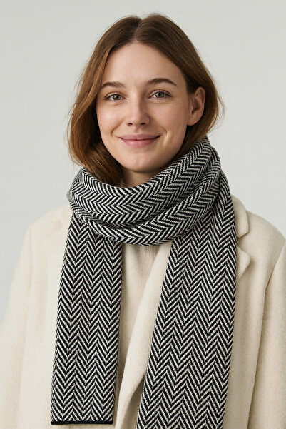 Sebir Moda Herringbone Patterned Knitwear Scarf