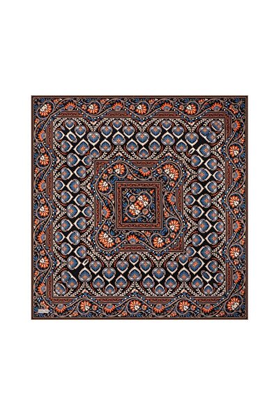 Bursa İpek Eșarfă din mătase twill cu model coroană portocalie