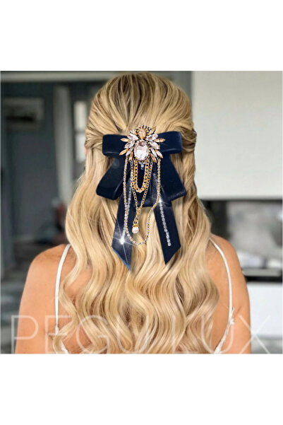 pegu baby collection مشبك أوتوماتيكي أسود بتصميم خاص مع حجر مخملي 2 سم 15