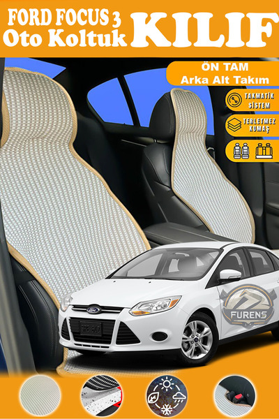 STS Oto Aksesuar غطاء مقعد سيارة فورد فوكس 3 متوافق مع سلسلة بريستيج البيج من...