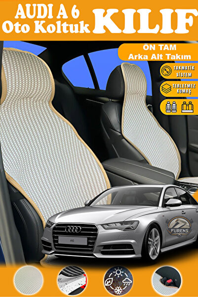 STS Oto Aksesuar غطاء مقعد سيارة أودي A6 متوافق مع سلسلة بريستيج البيج من الق...