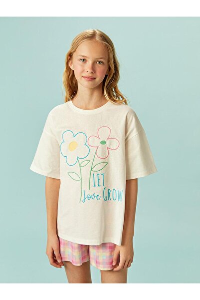 LC Waikiki Crew Neck Floral Girl's Shorts Pajama Set (S5)