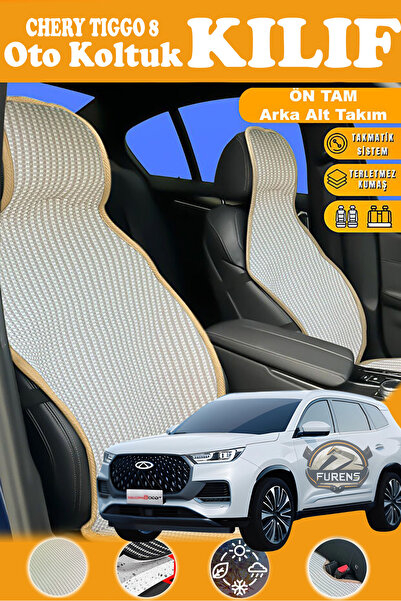 STS Oto Aksesuar غطاء مقعد سيارة من القماش المنسوج متوافق مع تشيري تيجو 8، سل...