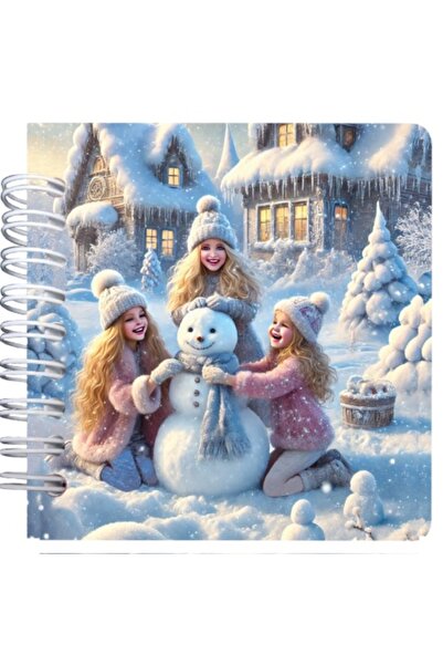 Editura Soapta stelelor Carnet patrat cu spira 9,5 x 9,5 cm, 75 foi veline, Om de zapada vesel