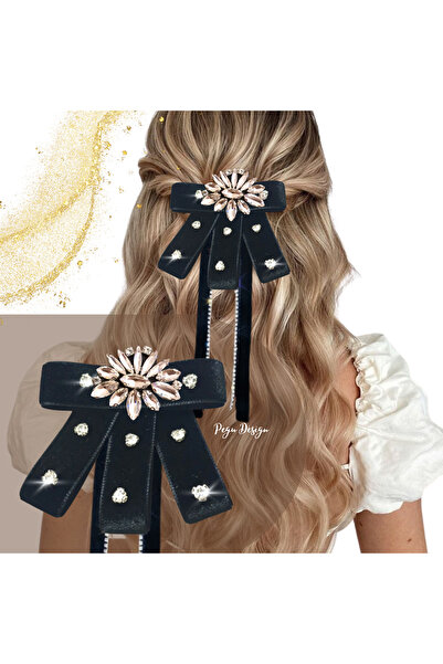 pegu baby collection BANDA DE CATIFEA NEAGRĂ 2 CM CU PIETRE PREȚIOASE, DESIGN...