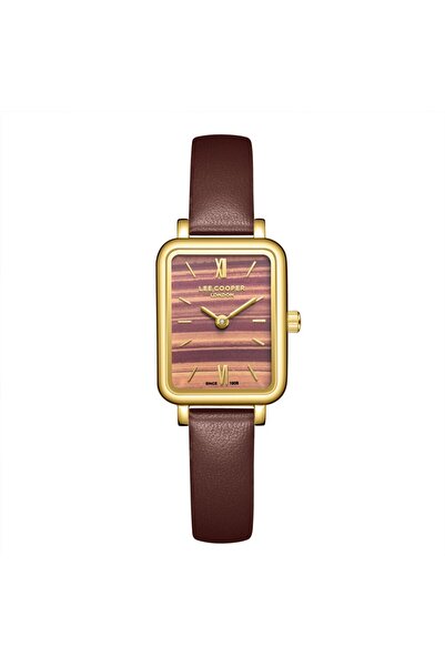 Lee Cooper Lc08208.142 Rectangular Dial Leather Strap Metal Case 3 Atm Water Resistant Brown Re