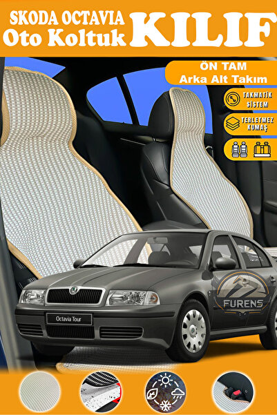 STS Oto Aksesuar غطاء مقعد سيارة سكودا أوكتافيا متوافق مع سلسلة بريستيج البيج...