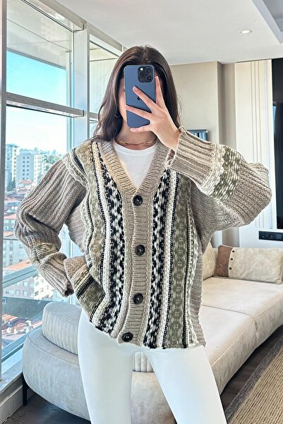 Moda Dubai SİVEN JAKARLI HIRKA-Kahve