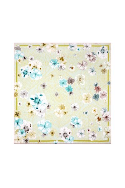 Bursa İpek Μεταξωτό μαντήλι διπλής όψης με μοτίβο Acid Green Poppy