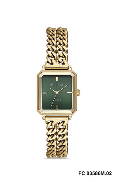 Ferrucci Fc03586M.02 Gold Color-Green Dial-Bangle Model 24 mm Women Wrist Watch