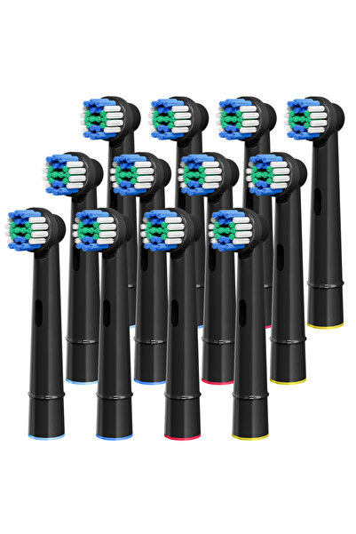 choice2 رؤوس فرشاة أسنان بديلة سوداء - 12 قطعة، متوافقة مع فرشاة الأسنان الكه...