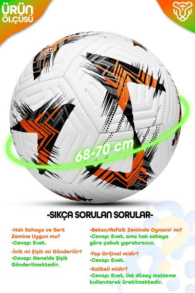 Telvesse Profesyonel Futbol Topu 2025 Avrupa Pompalı Sert Zemin Halı Saha Futbol Topu No5 Turuncu 525