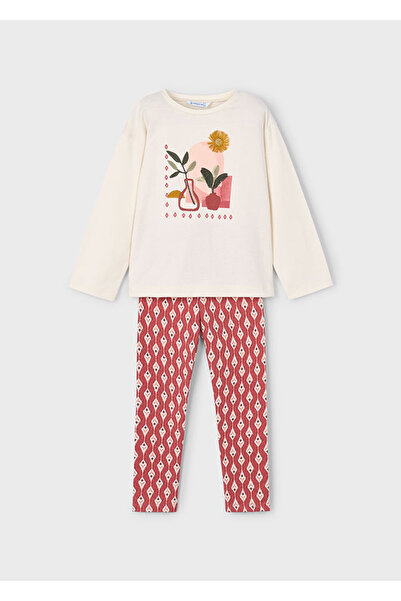 MAYORAL Girl's 2-Piece Set (Ages 4-10) – 100% Cotton Printed Blouse and Patterned Leggings