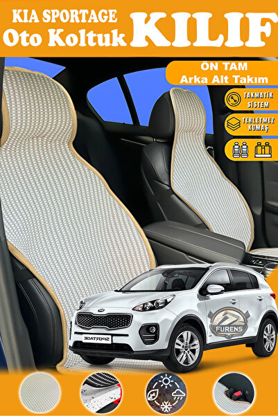 STS Oto Aksesuar غطاء مقعد سيارة من القماش المنسوج متوافق مع كيا سبورتاج، سلس...